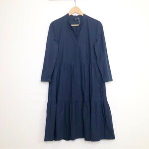 COS Navy blue tiered, button-down dress
